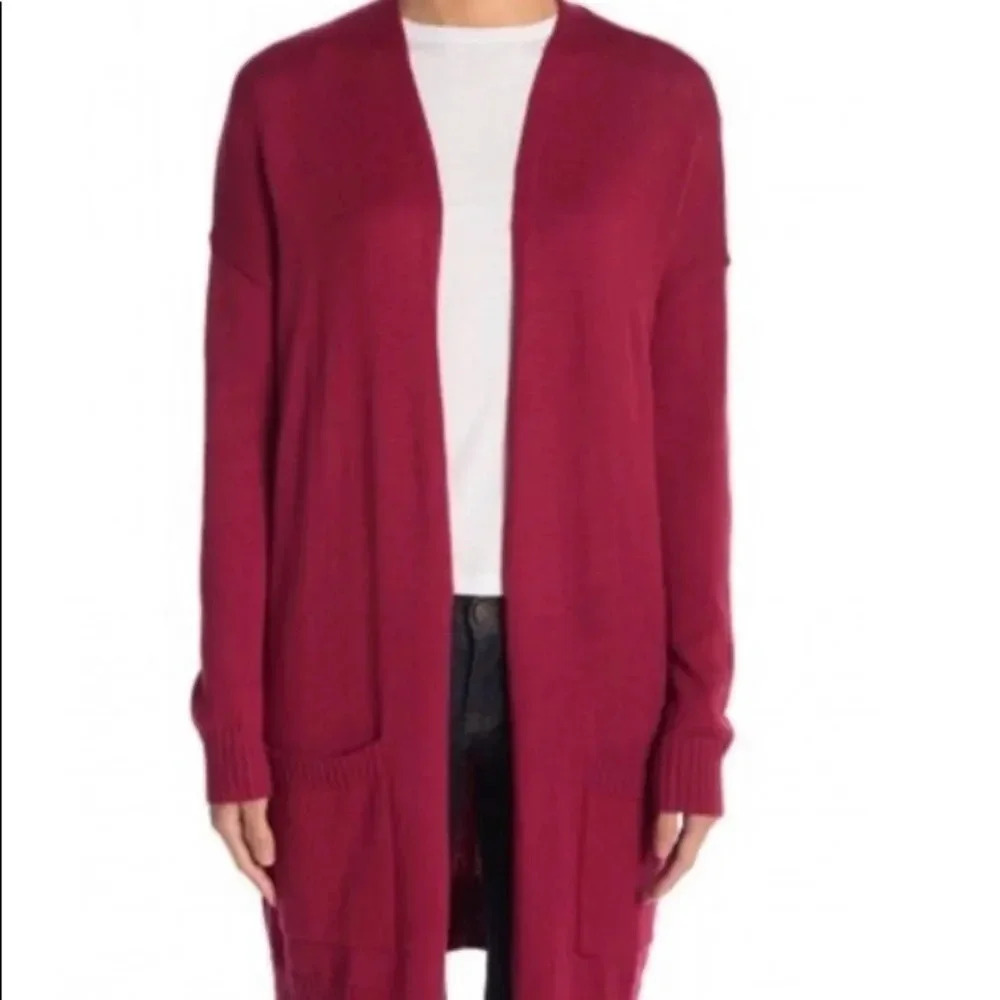 ABOUND Red Knit Open Long Duster Cardigan Size XS NEW